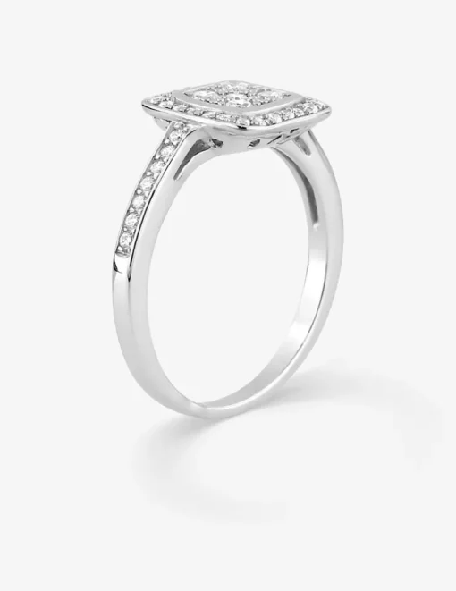 Bague argent rhodié 925 ‰ et oxyde de zirconium carré double SO OR