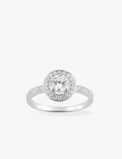 Bague argent rhodié 925 ‰ et oxyde de zirconium rond double SO OR