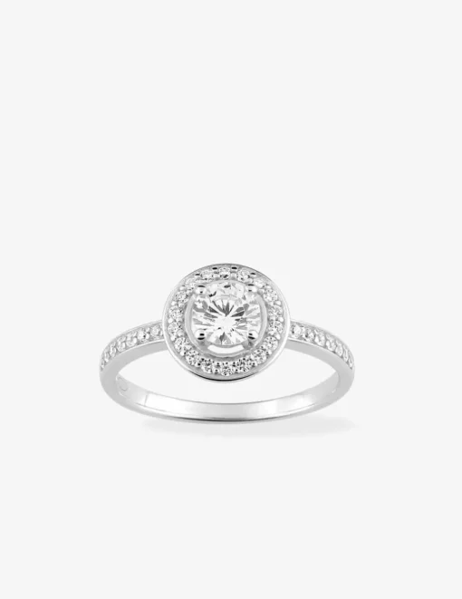 Bague argent rhodié 925 ‰ et oxyde de zirconium rond double SO OR