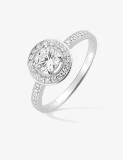 Bague argent rhodié 925 ‰ et oxyde de zirconium rond double SO OR