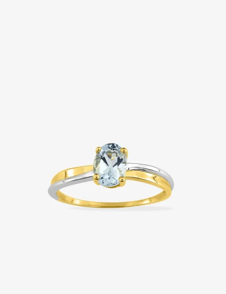 Bague bicolore 375‰, aigue-marine SO OR