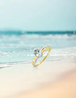 Bague bicolore 375‰, aigue-marine SO OR