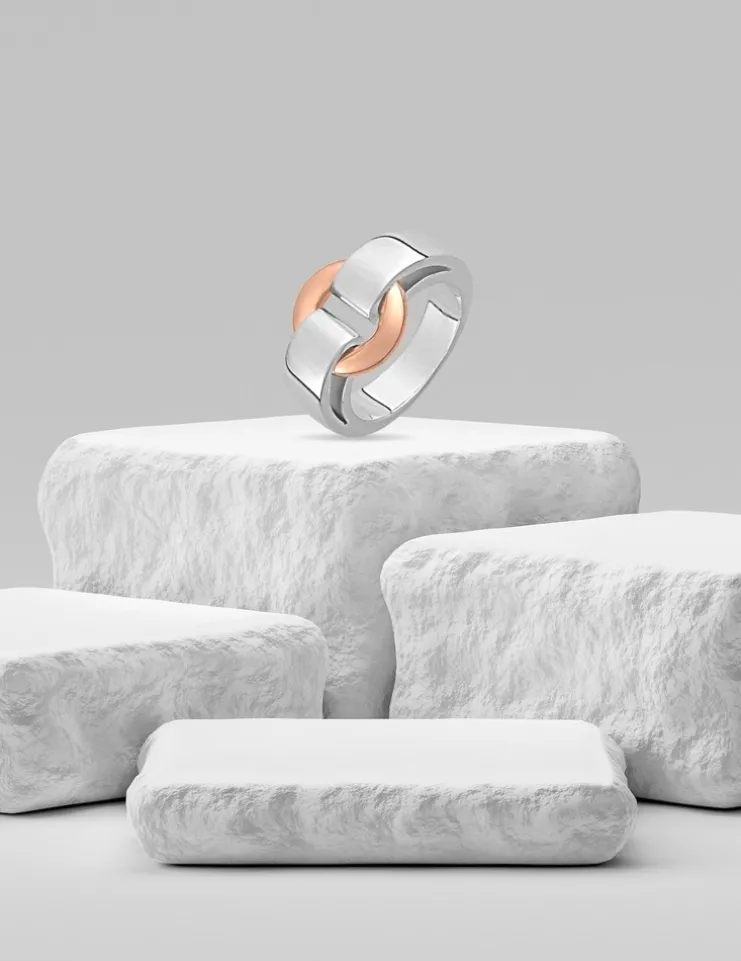 Bague bicolore argent 925 ‰, tout métal SO OR