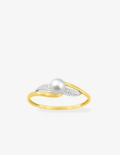Bague bicolore en or 375‰ et perle 4,5 mm SO OR