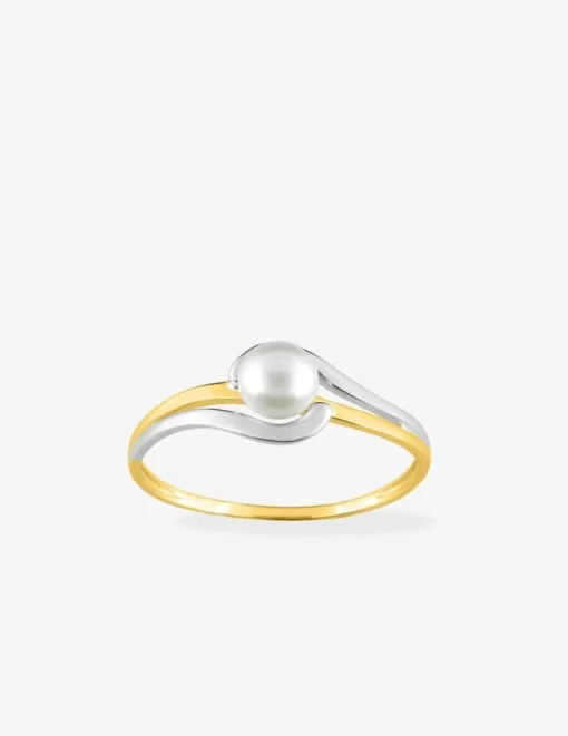 Bague bicolore en or 375‰ et perle 4,5 mm SO OR