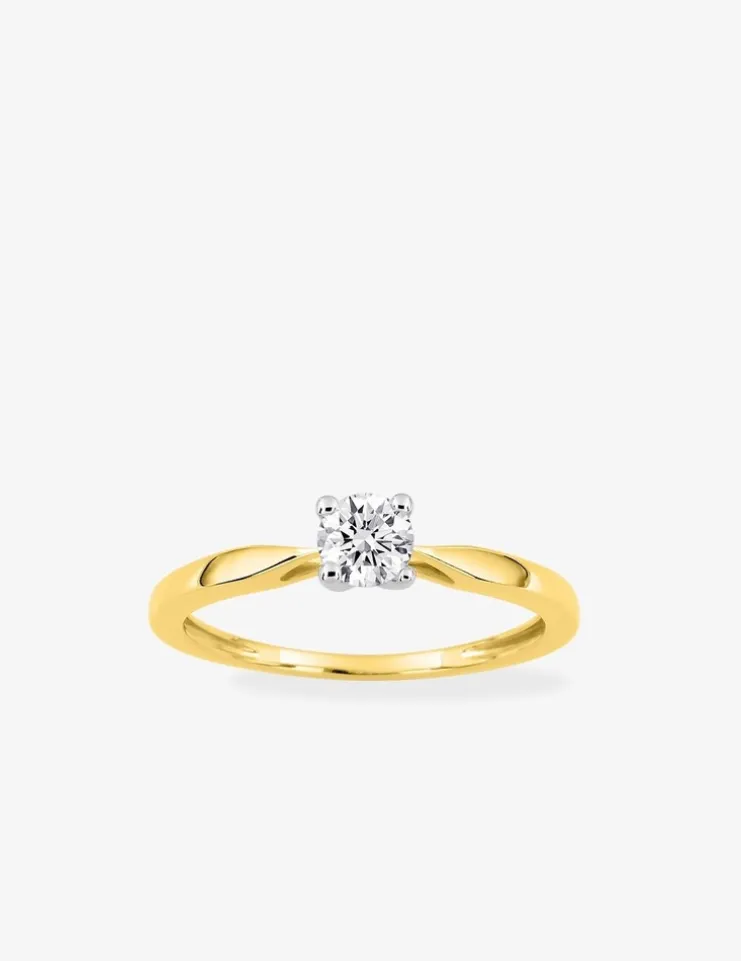 Bague bicolore or 750 ‰ et oxyde de zirconium 0,40 ct SO OR