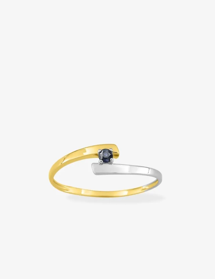 Bague bicolore or 375‰ et saphir SO OR
