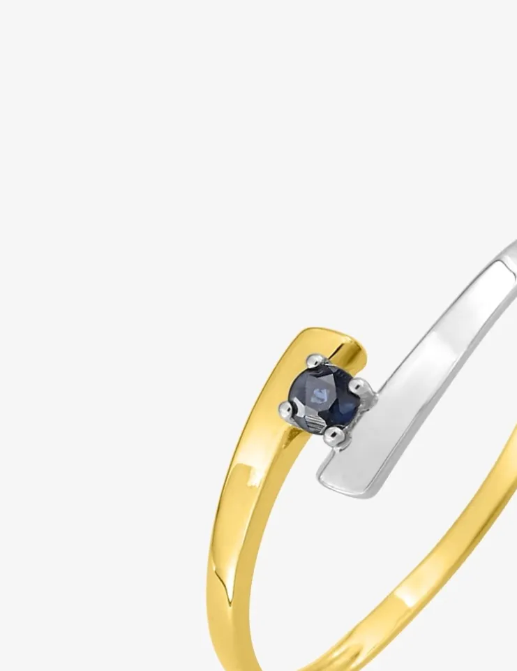 Bague bicolore or 375‰ et saphir SO OR