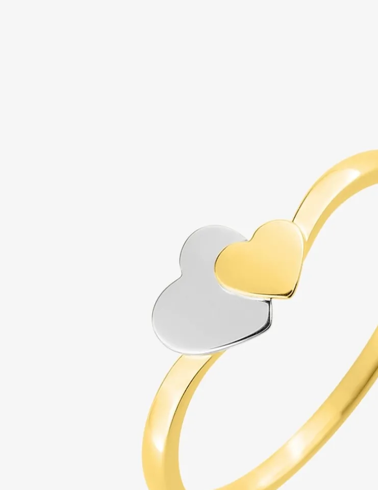 Bague bicolore or jaune 750 ‰ et rhodium motif cœur SO OR