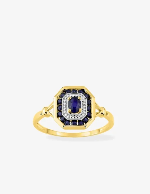 Bague bicolore or jaune 750 ‰ avec rhodium et saphirs SO OR