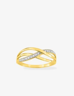 Bague bicolore or jaune 750 ‰, oxyde de zirconium et rhodium SO OR