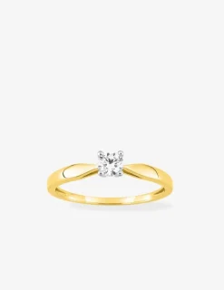 Bague bicolore or jaune 750 ‰ et oxyde de zirconium 0,30 ct SO OR