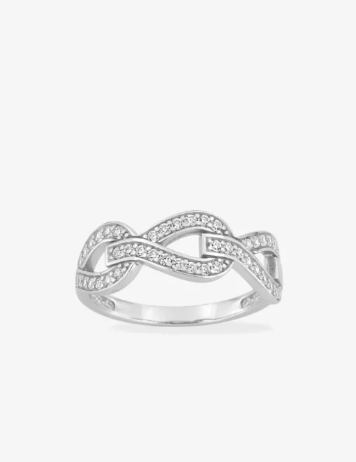 Bague boucles argent 925‰ rhodié et oxydes de zirconium SO OR