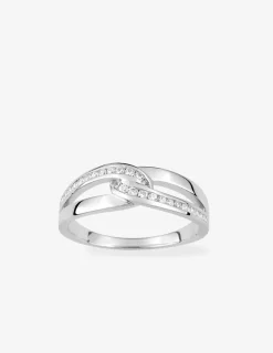 Bague boucles entremêlées argent 925‰ rhodié et oxydes de zirconium SO OR