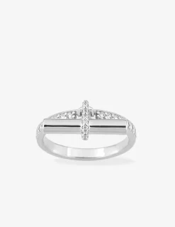 Bague bâtonnet Argent 925‰ rhodié & oxydes de zirconium SO OR