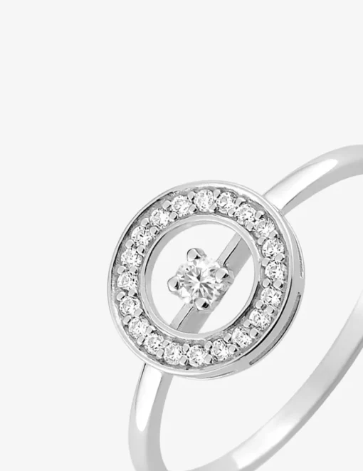 Bague cercle argent 925‰ rhodié et oxydes de zirconium SO OR