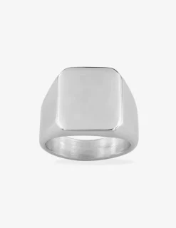 Bague chevalière en acier gris SO OR