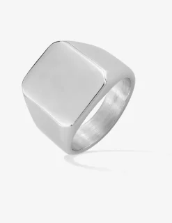 Bague chevalière en acier gris SO OR