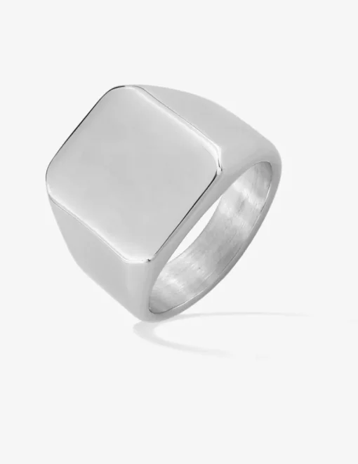 Bague chevalière en acier gris SO OR