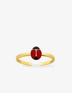 Bague coccinelle réglable plaqué or et laque SO OR