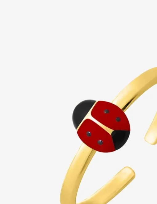 Bague coccinelle réglable plaqué or et laque SO OR