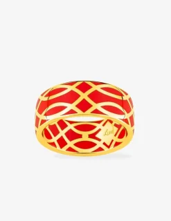Bague Confidence Or jaune 375‰ et laque corail SO OR