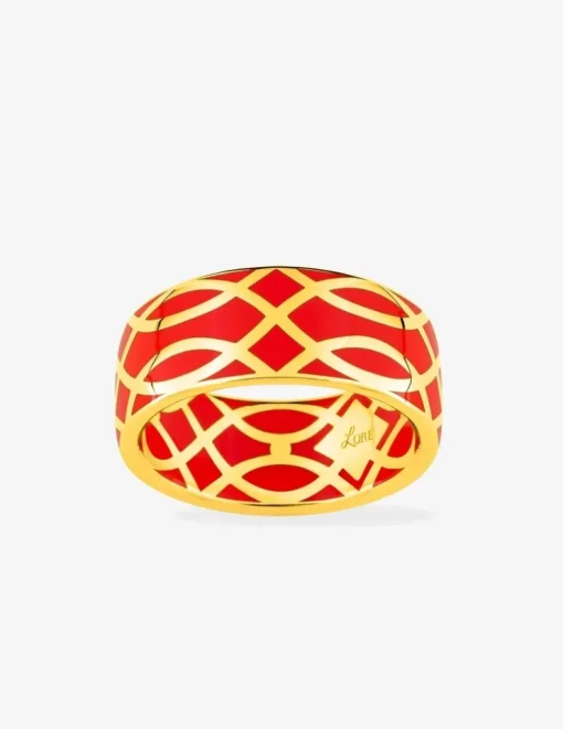 Bague Confidence Or jaune 375‰ et laque corail SO OR
