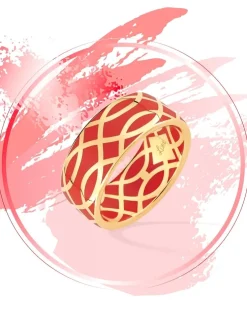Bague Confidence Or jaune 375‰ et laque corail SO OR