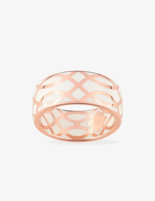 Bague Confidence Or rose 375‰ et laque ivoire SO OR