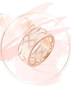 Bague Confidence Or rose 375‰ et laque ivoire SO OR