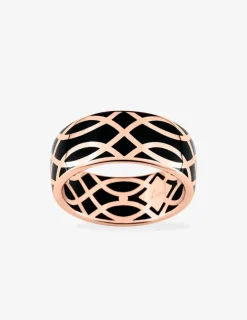 Bague Confidence Or rose 375‰ et laque noir de Jais SO OR