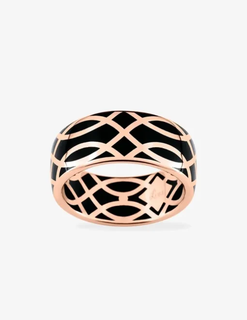 Bague Confidence Or rose 375‰ et laque noir de Jais SO OR