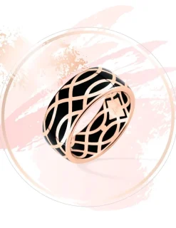 Bague Confidence Or rose 375‰ et laque noir de Jais SO OR