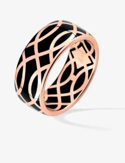 Bague Confidence Or rose 375‰ et laque noir de Jais SO OR
