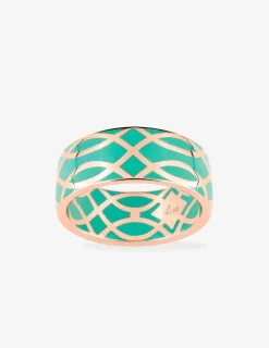 Bague Confidence Or rose 375‰ et laque verte aqua SO OR