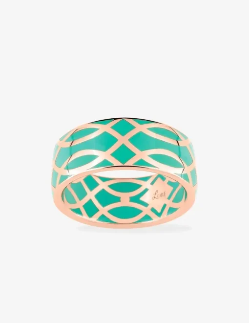 Bague Confidence Or rose 375‰ et laque verte aqua SO OR
