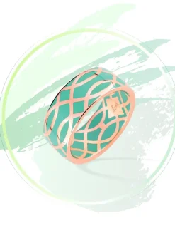 Bague Confidence Or rose 375‰ et laque verte aqua SO OR