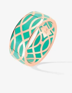 Bague Confidence Or rose 375‰ et laque verte aqua SO OR