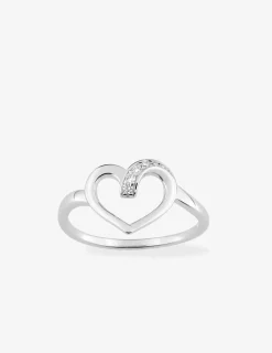 Bague cœur argent rhodié 925 ‰ et oxyde de zirconium SO OR