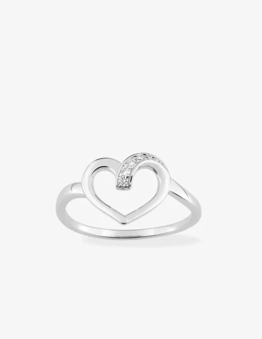 Bague cœur argent rhodié 925 ‰ et oxyde de zirconium SO OR