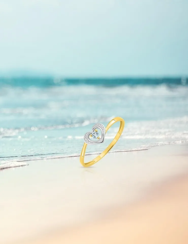Bague cœur bicolore or 375‰, topaze SO OR