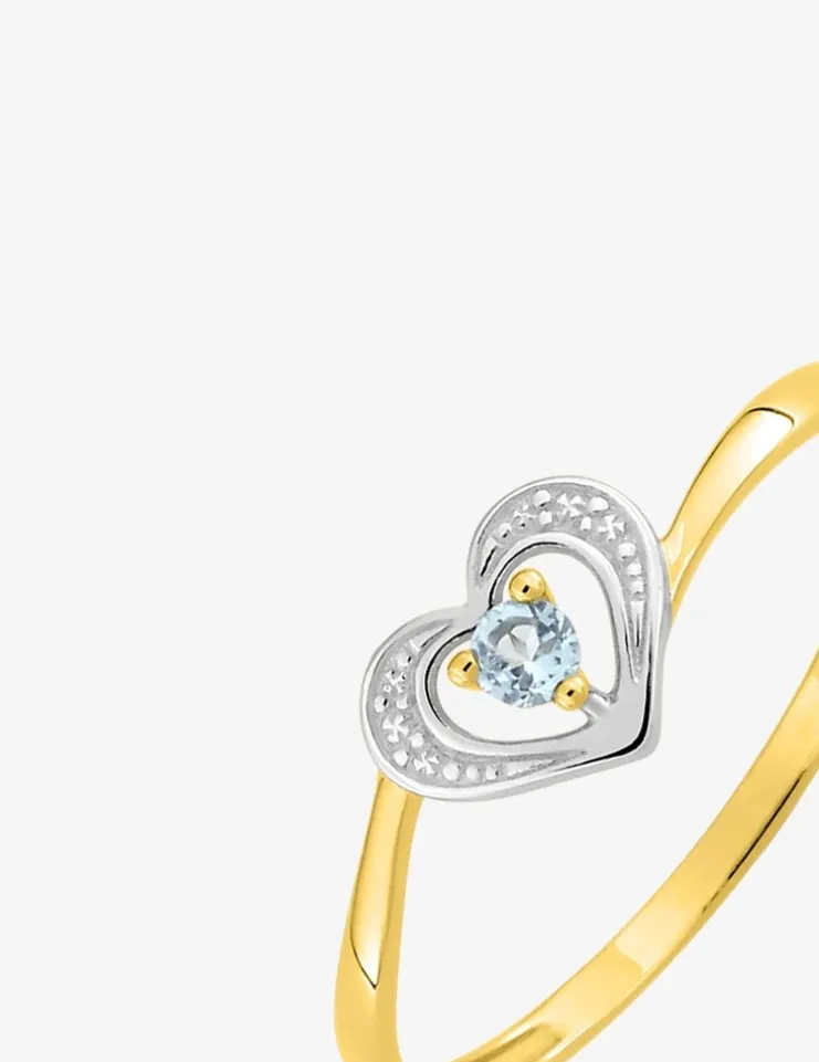 Bague cœur bicolore or 375‰, topaze SO OR