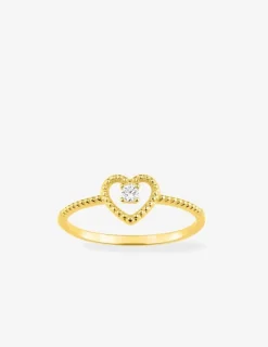 Bague cœur effet perlé or jaune 375‰ et oxyde de zirconium SO OR