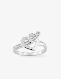Bague cœur et ruban argent 925‰ rhodié et oxydes de zirconium SO OR