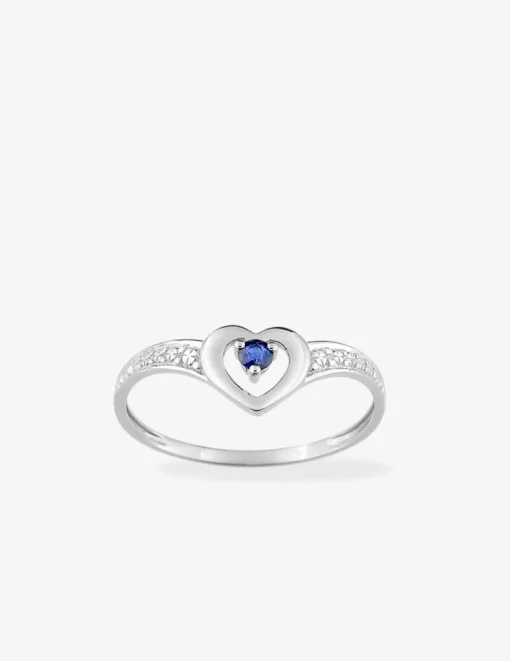 Bague cœur or blanc 750 ‰ et saphir SO OR