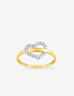 Bague cœur oxydes de zirconium traversé par anneau or jaune 375‰ SO OR