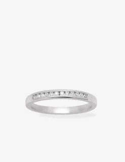 Bague demi-alliance or blanc 750 ‰ et oxyde de zirconium 0,12 ct SO OR