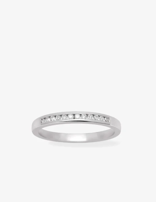 Bague demi-alliance or blanc 750 ‰ et oxyde de zirconium 0,12 ct SO OR