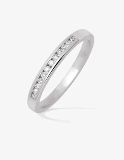 Bague demi-alliance or blanc 750 ‰ et oxyde de zirconium 0,12 ct SO OR