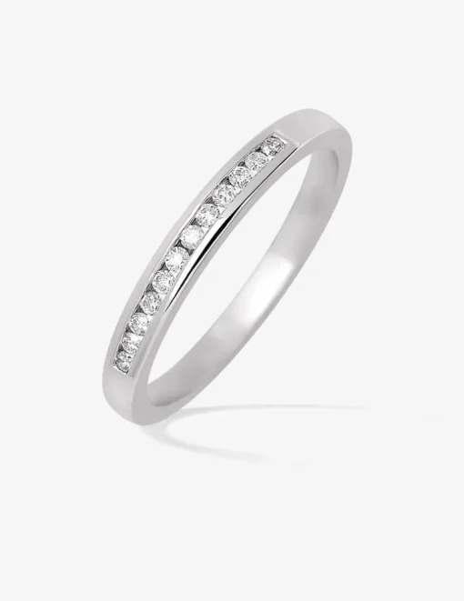 Bague demi-alliance or blanc 750 ‰ et oxyde de zirconium 0,12 ct SO OR
